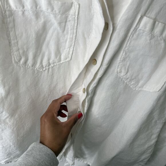 Rachel Zoe 100% Linen Button Up Top S Split Back Coastal Lagenlook Quiet Luxury - Picture 6 of 14